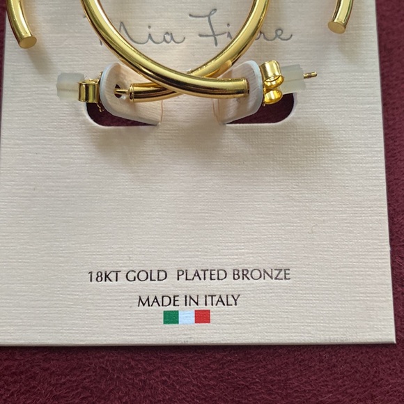 Mia Fiore 18K Gold Plated Bronze 1-1/2" Open Hoops - Picture 4 of 5